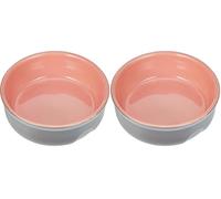 Nobby Gamelle en céramique « Feed » Gris/Saumon Ø 13 x 5 cm (Lot de 2)