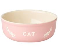 Gamelle en céramique pour chat - NOBBY 73366 - Inscription cat - Rose/Beige