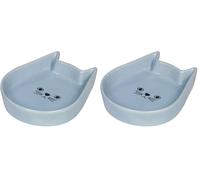 Nobby Gamelle en céramique pour Chat Motif Visage de Chat Bleu Clair 13 x 16 x 3 cm (Lot de 2)