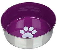 Nobby Heavy Paw Gamelle Antidérapant en Acier Inoxydable pour Chien Violet/Argent 16,5 cm