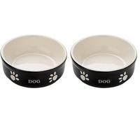 Nobby Mangeoire en Terre Cuite pour Chien Motif Dog Noir Diamètre 13,5 cm (Lot de 2)