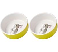 Nobby Nager Rabbit Gamelle en céramique Vert/Blanc Ø 11 cm x 4,5 cm (Lot de 2)