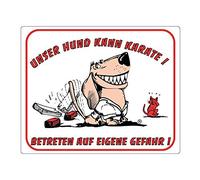 Nobby Panneau d'avertissement Unser Hund Kann Karate Jaune 12 x 3,5 cm