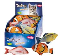 Nobby poissons en peluche avec catnip assortis ; présentoir 24 pièces, 14,5 + 16,5 cm