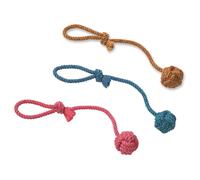 Nobby Rope Toy, corde à jouer avec boucle de lancer 57 cm, 275 g, balle Ø 8 cm assortie jaune, rouge, bleu