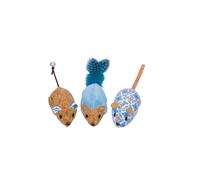 Nobby Souris en peluche avec catnip bleu 12 cm, set 3 pcs