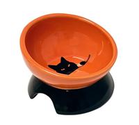 Nobby Wilson Gamelle surélevée en céramique pour Chat Orange/Noir Ø 13,5 x 9 cm, 250 ML