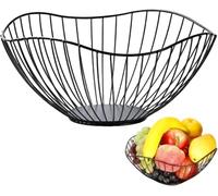 NobeOnbe Corbeille à fruits simple nordique pour salon, assiette créative pour fruits, panier de drainage, panier à fruits en fer pour la maison, noir