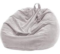 Nobildonna Housse de pouf de 0,9 m (sans remplissage) - Grande housse de pouf de rangement pour animaux en peluche lavable en velours côtelé de qualité supérieure pour adultes, enfants, gris clair