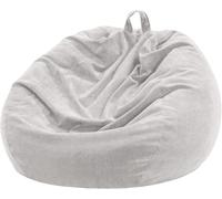 Nobildonna Housse de Pouf de 0,9 m (sans Remplissage) - Grande Housse de Pouf de Rangement pour Animaux en Peluche Lavable en Velours côtelé de qualité supérieure pour Adultes, Enfants, Gris Clair