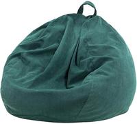Nobildonna Housse de pouf de 0,9 m (sans remplissage) - Grande housse de pouf de rangement pour animaux en peluche lavable en velours côtelé de qualité supérieure pour adultes, enfants, vert foncé