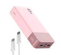 No atterie Externe 20000mAh Power Bank 45W Chargeur Externe Portable USB-C in & Out Charge Rapide, 4 Ports avec Affichage Numérique LED, Compatible avec MacBook, Phone 15 14 13 Pro S23(Rose)