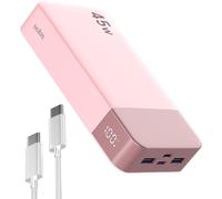 Nobis External Battery 20000mAh Power Bank 45W Portable External Charger USB-C in & Out Quick Charge, 4 Ports with LED Digital Display, Compatible with MacBook, Phone 15 14 13 Pro S23 (Pink)