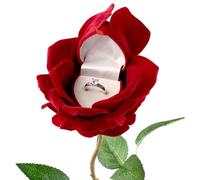 Noble Boîte à bijoux en forme de cœur et fleur de rose pour cadeau/cérémonie/demande en fiançailles/mariage (rouge)