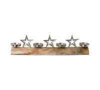 Noble bougeoir en bois et aluminium pour un Noël festif, 61x15 cm