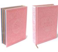 Noble Coran avec Pages Arc-en-Ciel (Rainbow) - Bilingue (Fr/Ar) - Couverture Daim Rose Clair
