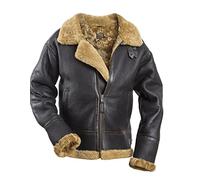 Noble House B-3 Alpha Veste d'aviateur en cuir pour homme en peau de mouton U.S. Air Corps, marron foncé, S