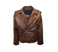 Noble House Blouson Rockabilly Marlon Brando en Cognac, Cuir Vachette Pleine Fleure(L)