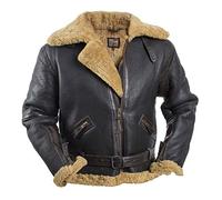 Noble House RAF Veste d'aviateur en peau de mouton pour homme en cuir véritable Marron, marron foncé, XL