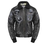 Noble House Top Gun Mavericks Stealth Veste en cuir pour homme Noir - Noir - X-Large