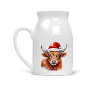 Noble & Page | Charmant pot à lait vache Highland - Pichet ou vase polyvalent | Beau cadeau imprimé à la main - Noël