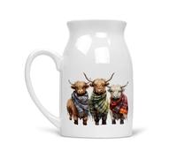 Noble & Page | Charmant pot à lait vache Highland - Pichet ou vase polyvalent | Beau cadeau imprimé à la main - Écharpe 5