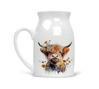 Noble & Page | Charmant pot à lait vache Highland - Pichet ou vase polyvalent | Beau cadeau imprimé à la main - Vache 5