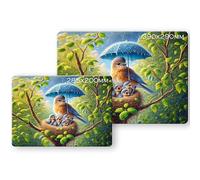 Noble & Page - Planche à découper en verre trempé - 285 x 200 mm - Planche à découper brillante - Bluebirds