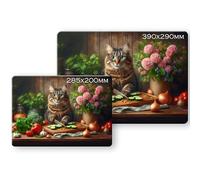 Noble & Page Planche à découper en verre trempé - 285 x 200 mm - Planche à découper texturée - Chat tigré