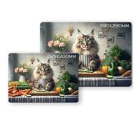 Noble & Page - Planche à découper en verre trempé - 285 x 200 mm - Planche à découper texturée Maine Coon Kitchen Cat