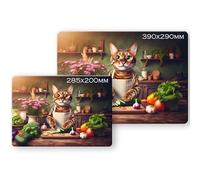 Noble & Page - Planche à découper en verre trempé - 390 x 290 mm - Planche à découper brillante - Chat de cuisine du Bengale