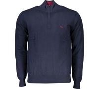 Noble pull bleu pour hommes : chemise à manches longues avec broderie & fermeture éclair, taille : L Couleur : Blu