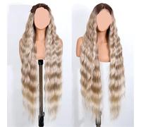 Noble Synthetic Lace Front Wig 36" Long Wavy Part Body Golden For Women Ombre Blonde Cosplay(NATHL8-T12Q-22D-22D)