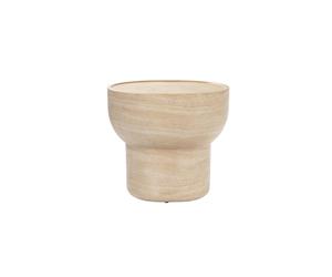 NOBLE - Table d'appoint ovale en béton finition travertin L50 Beige