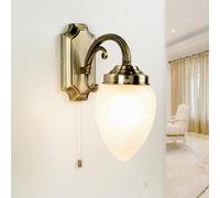 Noble Wandleuchte Art Maison de Campagne en Bronze Tirette Écran Verre Mur Lampe