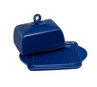 NOBLECRAFT Beurrier en Céramique - Boite a Beurre pour Frigo avec Poignée du Couvercle - Grande Bleu Cloche a Beurre Lavable au Lave-Vaisselle Pour la Cuisine et le Stockage