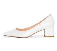 NobleOnly Femme Escarpins Doublure en Cuir Bloc Talons 5CM High Heels Blanc Mates Chaussures EU 42