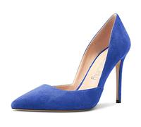 NobleOnly Femmes Aiguille Haut High Talon Heel Pointu Bout Escarpins Two-Piece Slip-on Mariage Sexy Dress Chaussures Bleu Royal 38 EU