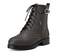 NobleOnly Femmes Bas Bloc Chunky Talon Heel Rond Bout Lacets Fermeture à Glissière Bottines Bureau Classique Chaussures Métallique 40 EU