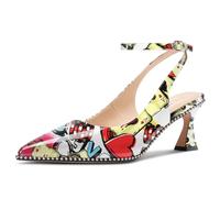 NobleOnly Femmes Mi Kitten Talon Heel Slingback Escarpins Pointu Bout Lanières Cheville Dress Décontracté Danse Escarpins 6.5 CM Heels Motif de Poker 40 EU