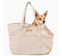 NoblePup Sac à main confortable en peluche pour petits chiens - Sac de transport pour chien avec clip de harnais sécurisé, sac fourre-tout pour petits chiens et chiots - Blanc