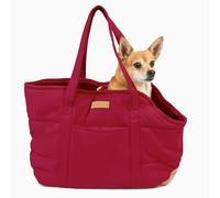 NoblePup Sac à main confortable en peluche pour petits chiens - Sac de transport pour chien avec clip de harnais sécurisé, sac fourre-tout pour petits chiens et chiots - Rouge