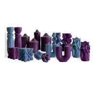 Noblesbox Lot de bougies design - Bougies décoratives et moulées faites à la main dans des couleurs élégantes - Kit de décoration d'intérieur exclusif pour une atmosphère élégante (LightBluePurple)