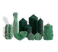 Noblesbox Lot de bougies design - Bougies décoratives et moulées faites à la main dans des couleurs élégantes - Kit de décoration exclusif pour une atmosphère élégante (vert foncé et clair)