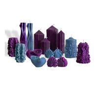 Noblesbox Lot de bougies design - Bougies décoratives et moulées faites à la main dans des couleurs élégantes - Kit de décoration d'intérieur exclusif pour une atmosphère élégante (PurpleLightBlue)