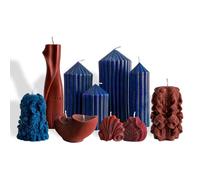 Noblesbox Lot de bougies design - Bougies décoratives et moules, faites à la main dans des couleurs élégantes - Kit de décoration d'intérieur exclusif pour une atmosphère élégante (bleu foncé et rouge