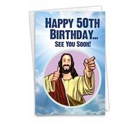 NobleWorks Carte d'anniversaire humoristique pour 50e anniversaire avec enveloppe de 12,7 x 17,8 cm (1 carte) « See You Soon » 50 C9065MBG