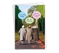 NobleWorks Funny Old Ladies Birthday Greeting Card For Women, Sister, Best Friend with 5 x 7 Inch Envelope (1 Card) Bday It's Windy C10254BDG