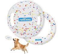 Nobleza 2 Pcs Frisbee pour Chien, Disque Volant Résistant aux Morsures avec Poignée de Traction, Jouet Interactif pour Grand Chien et Chiot, Jeu de Rapport Extérieur et Entraînement Eau, Φ23cm