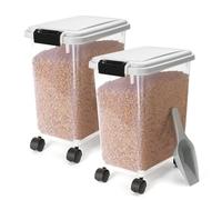 Nobleza - 2 Pièces Conteneur de Nourriture pour Animaux de Compagnie 20 L - Boîte Alimentaire avec Roulettes, Couvercle Rabattable, Hermétique, Roues et Pelle, pour Nourriture pour Chiens et Chats